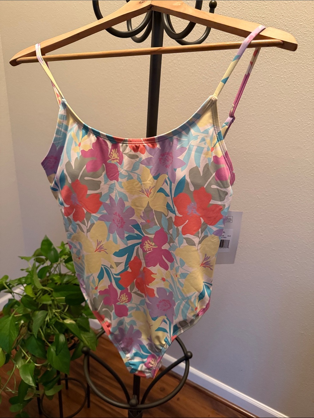 Billabong Pastel Floral One-Piece Swimsuit - Pink, Coral, Yellow, Aqua